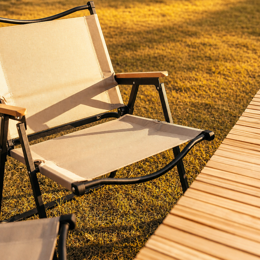 Wholesale Portable Kermit Camping Chair Bulk, Outdoor Folding Chair Supplier with Beech Wood Armrests, Heavy Duty Alloy Steel Frame Oxford Cloth Seat, Lightweight Foldable Chair for Picnic Beach Garden Market