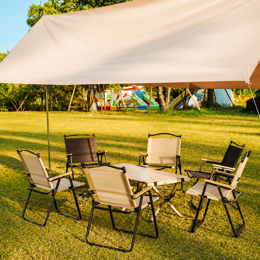 Wholesale Outdoor Egg Roll Table Bulk, Camping Folding Table Supplier with Wood Grain Finish, Upgraded Thicker Frame Easy to Assemble, Portable Roll-Up Table for Picnic Beach Garden Market