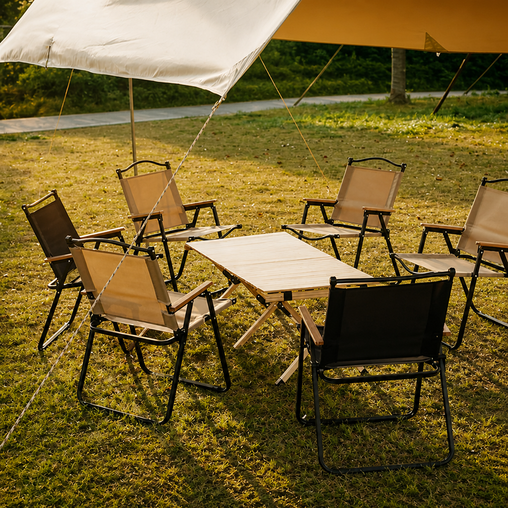 Wholesale Outdoor Egg Roll Table Bulk, Camping Folding Table Supplier with Wood Grain Finish, Upgraded Thicker Frame Easy to Assemble, Portable Roll-Up Table for Picnic Beach Garden Market