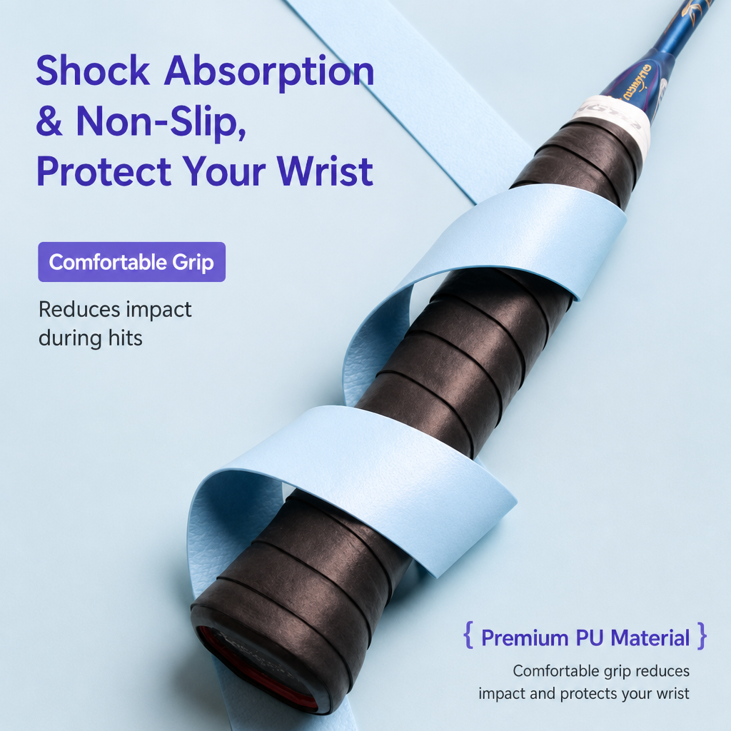 Wholesale Badminton Tennis Racket Grip Tape Bulk, Sticky Anti-Slip Sweat Absorbent Overgrip Supplier, Model 102C PU Milk Glue Grip Wrap for Racquet