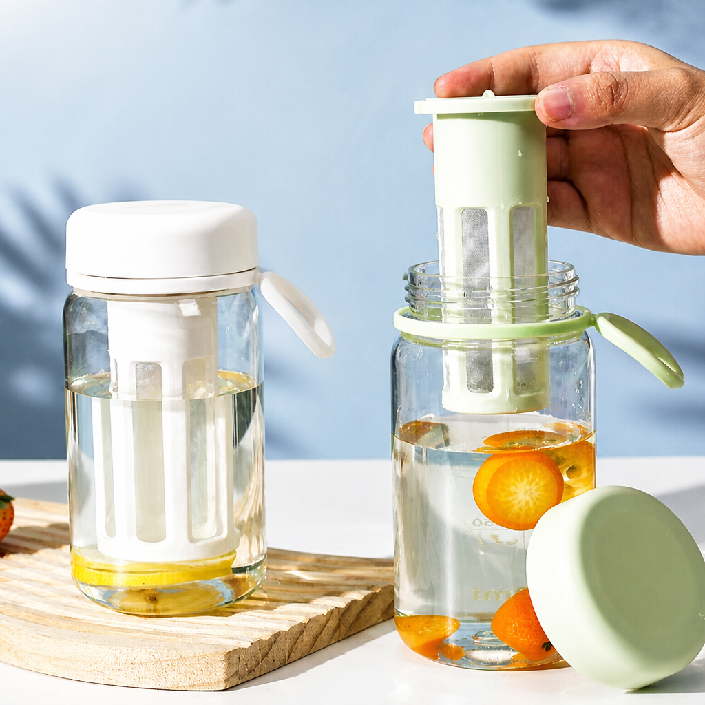 Wholesale Portable Plastic Water Bottle Bulk, Tea Infuser Tumbler Supplier, Food Grade PC Leak-proof Cold Brew Coffee Cup, High Value Minimalist Sports Bottle for Students Gift