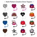 Wholesale Heart Leopard Straw Cover Bulk, Cute Silicone Straw Tip Cap Supplier, Anime Party Straw Decoration Dust Plug Cross-border