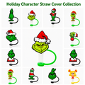 Wholesale Christmas Cartoon Silicone Straw Cover Bulk, 8mm 10mm Straw Tip Cap Dust Plug Supplier, Cute Santa Snowman Reindeer Tree Straw Topper for Tumbler Stanley Milk Tea Cup, Anime Party Straw Decoration Cross-border
