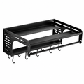 Wholesale Kitchen Microwave Oven Shelf, Space Aluminum Wall-Mounted Storage Rack, Multi-functional Oven Hanger Bracket with Hooks