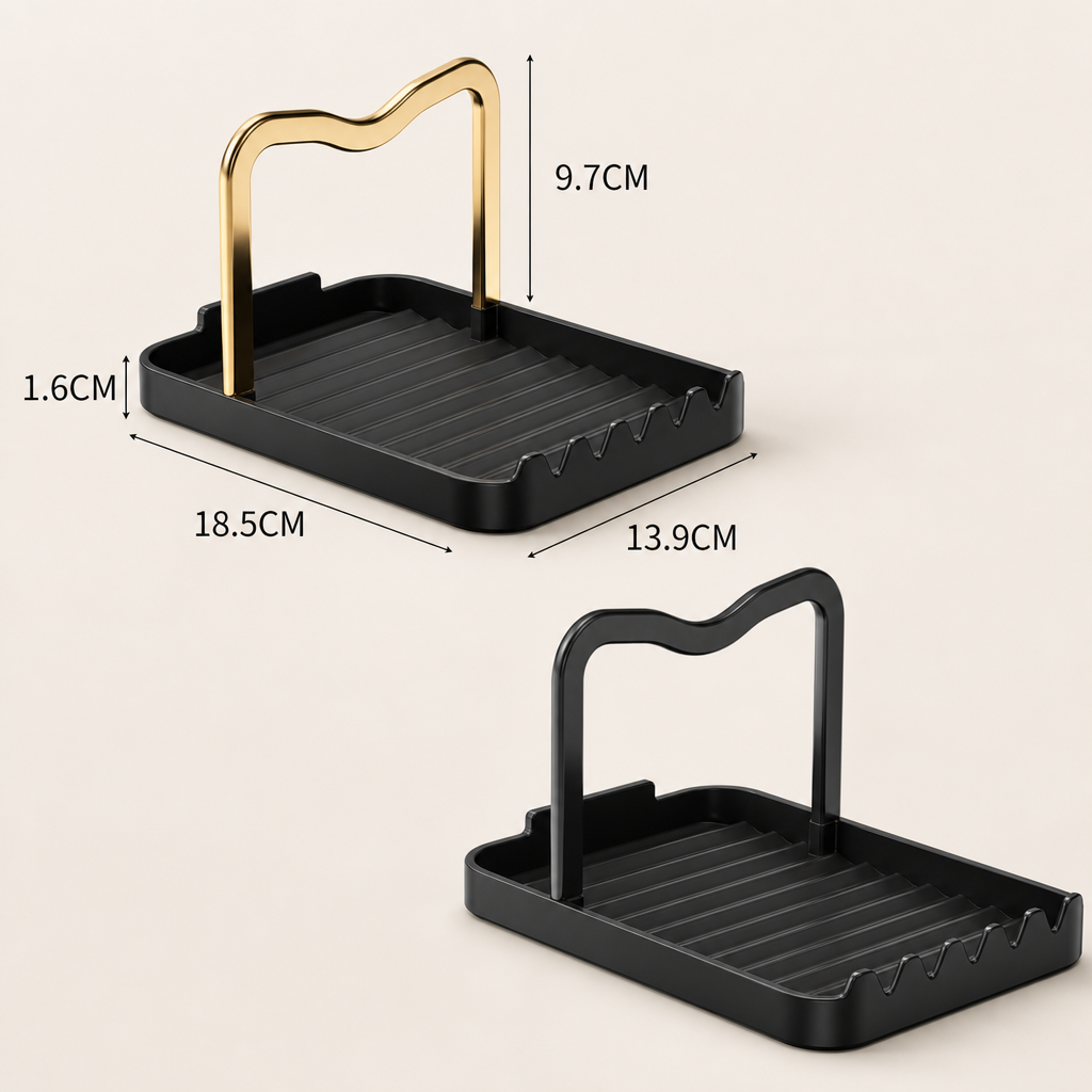 Wholesale Light Luxury Pot Lid Holder & Spatula Organizer, Aerospace Aluminum Kitchen Utensil Rack, Multi-functional Spoon Shovel Draining Tray, No-Drill Countertop Storage